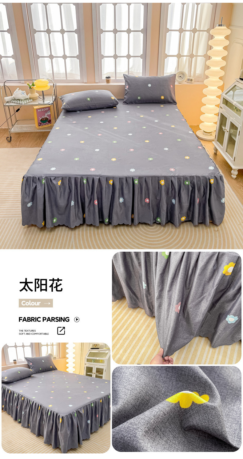 Rainbow Pattern murah cadar Bed Skirt Brushed Bed Sheet Cover Bedspread ...