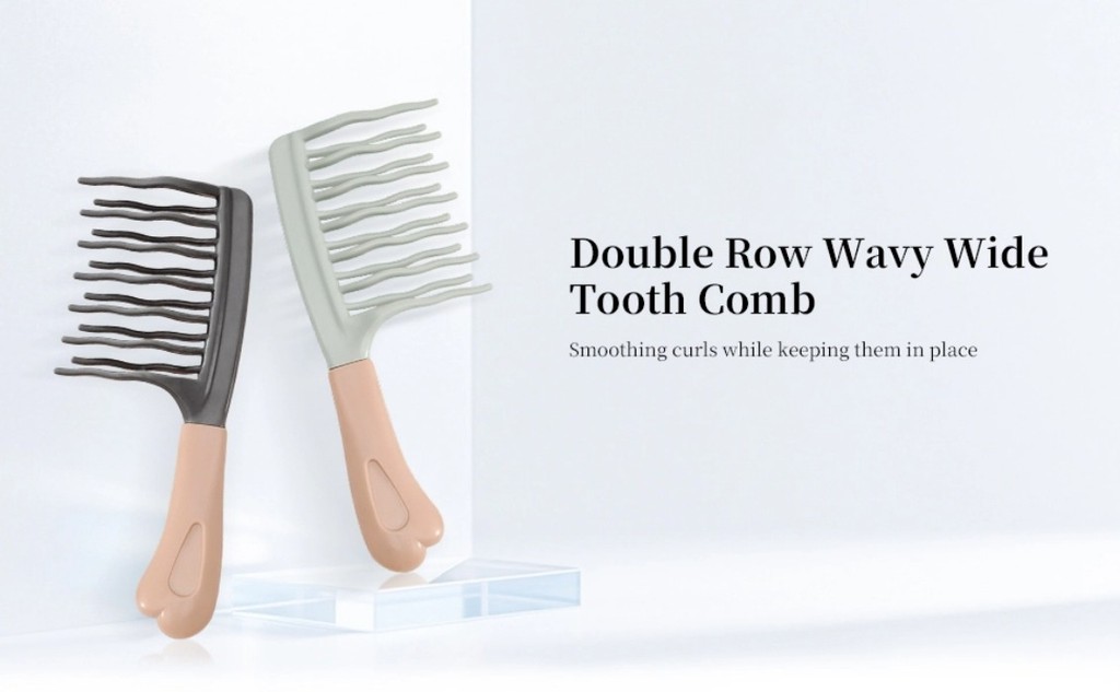 Wide Tooth Comb for Curly Double-layer Wavy Tooth Design and Ergonomic ...