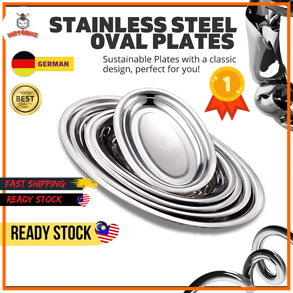 ⭐Stainless Steel Oval Plate Steam Fish Plates Snack Dessert Serving