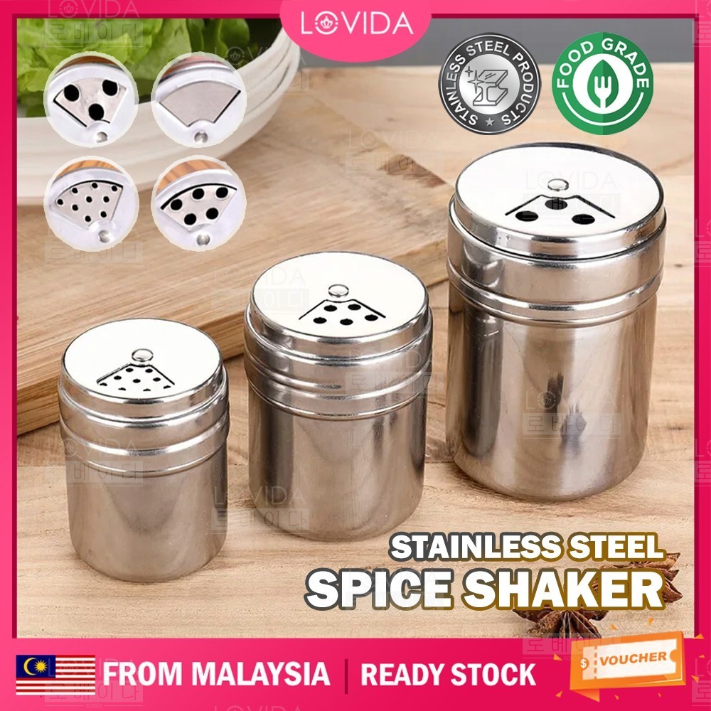 LOVIDA Seasoning Container Bottle Stainless Steel Spice Jar Pepper Salt ...