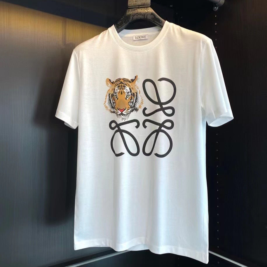 LOEWE hot printed pet tiger logo short-sleeved t-shirt