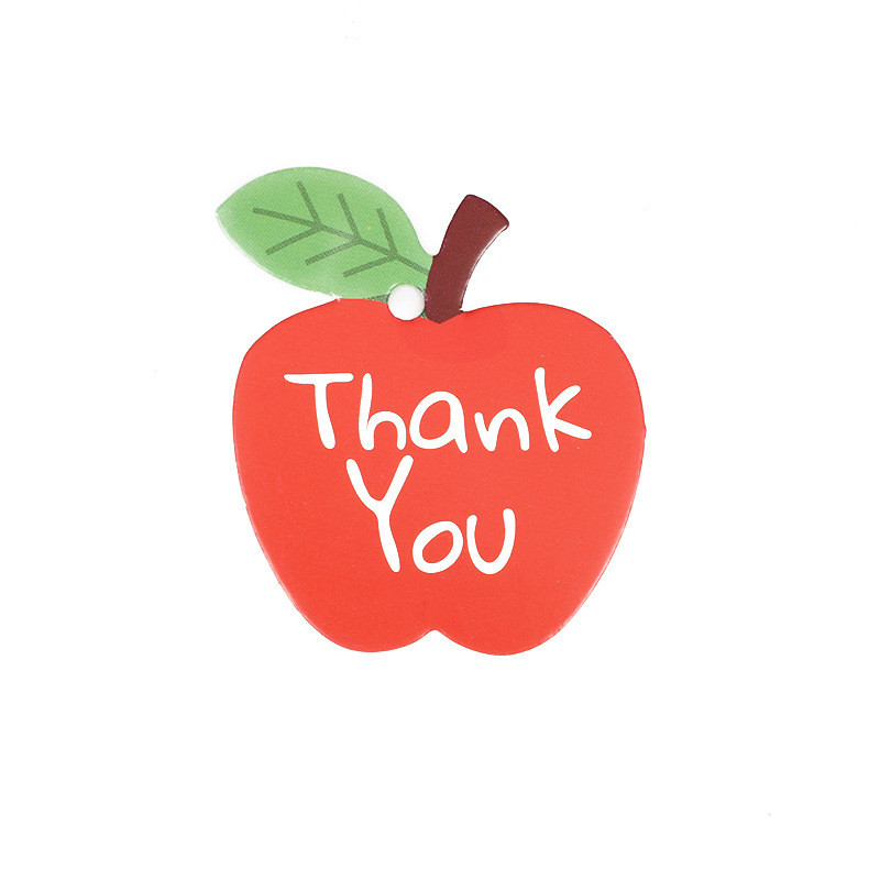 100PCS Apple shaped thank-you tag thank-you card cute small tag with ...