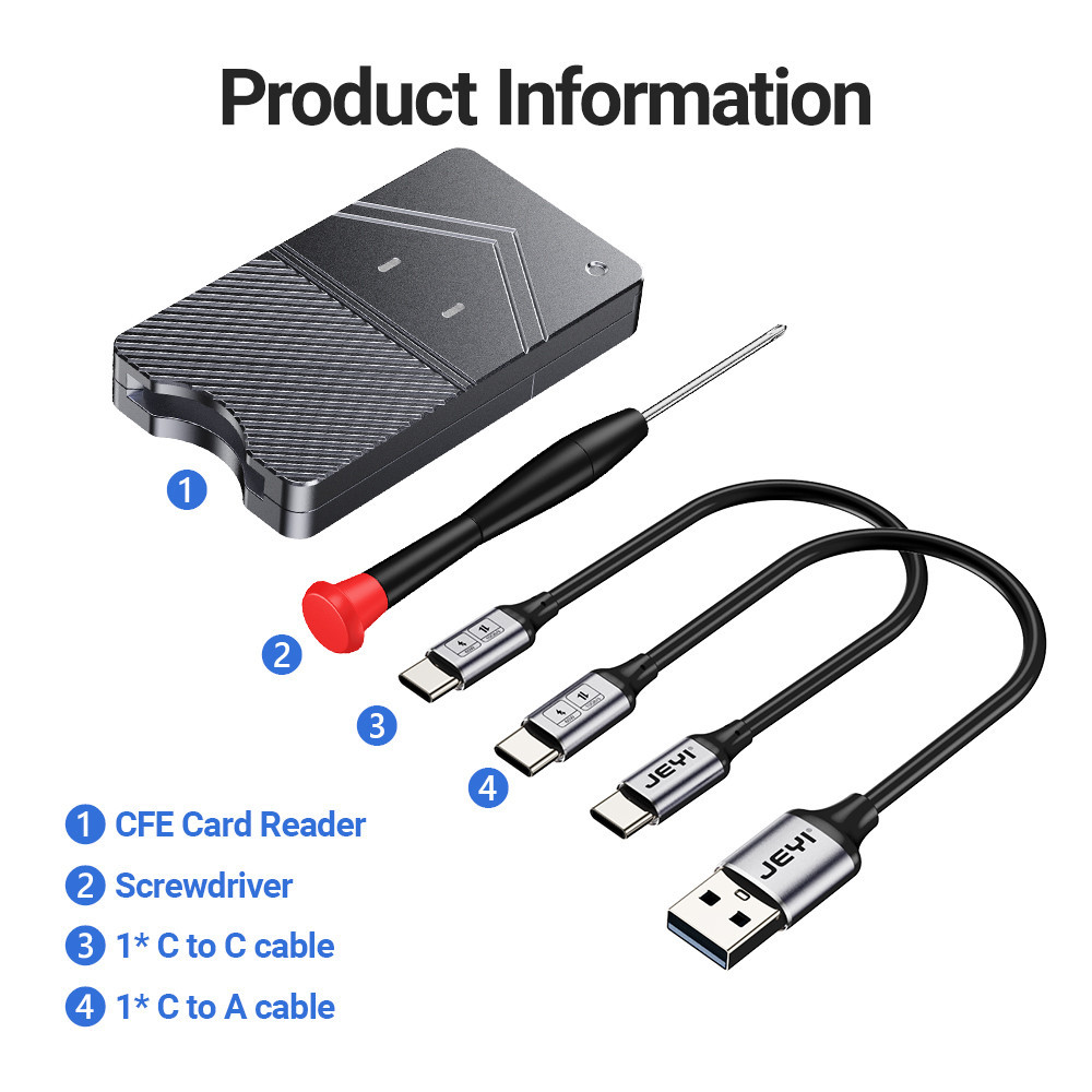 JEYI CFexpress Card Reader, USB 3.2 Gen2 10Gbps CFE Type B Reader ...