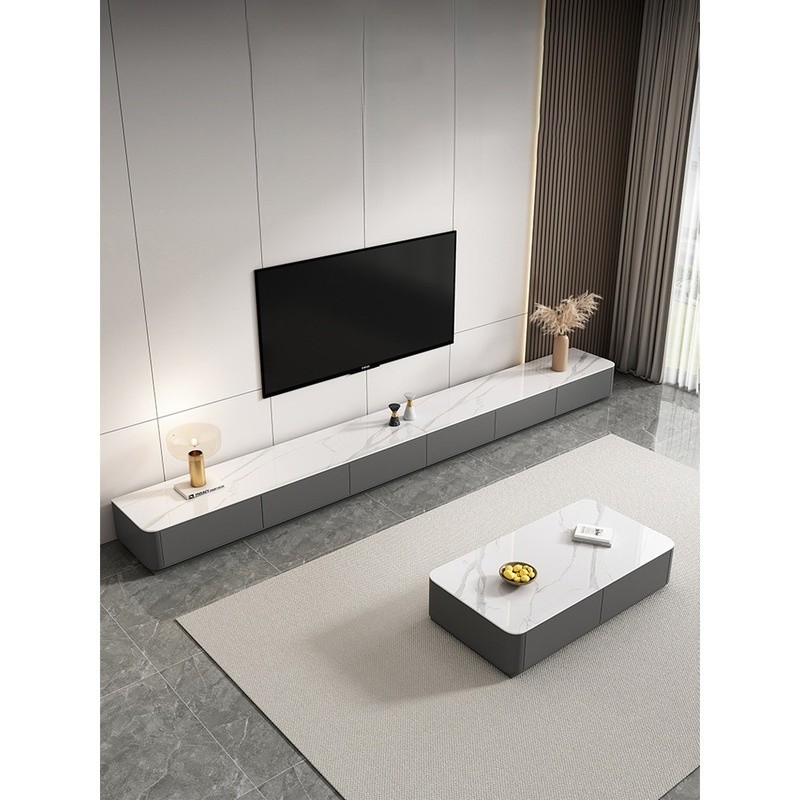 TV Console Rock Panel Coffee Table Modern TV Cabinet Luxury TV Console ...