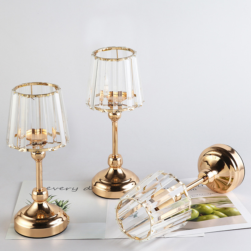 Romantika CRYSTAL CANDLE LAMP Decoration 2 Type Gold Candlestick Decor ...