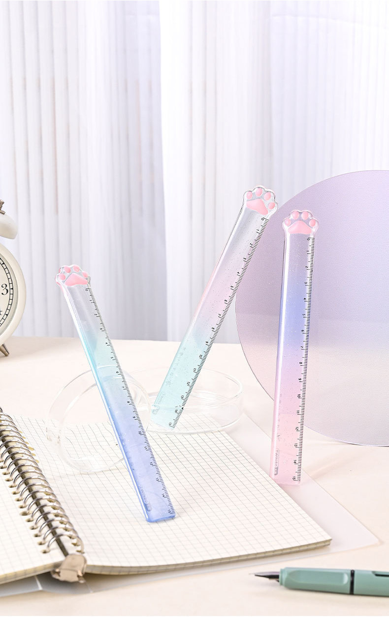 15M Cat Claw Cute Straight Ruler Gradient Measuring Tool Korean Style ...