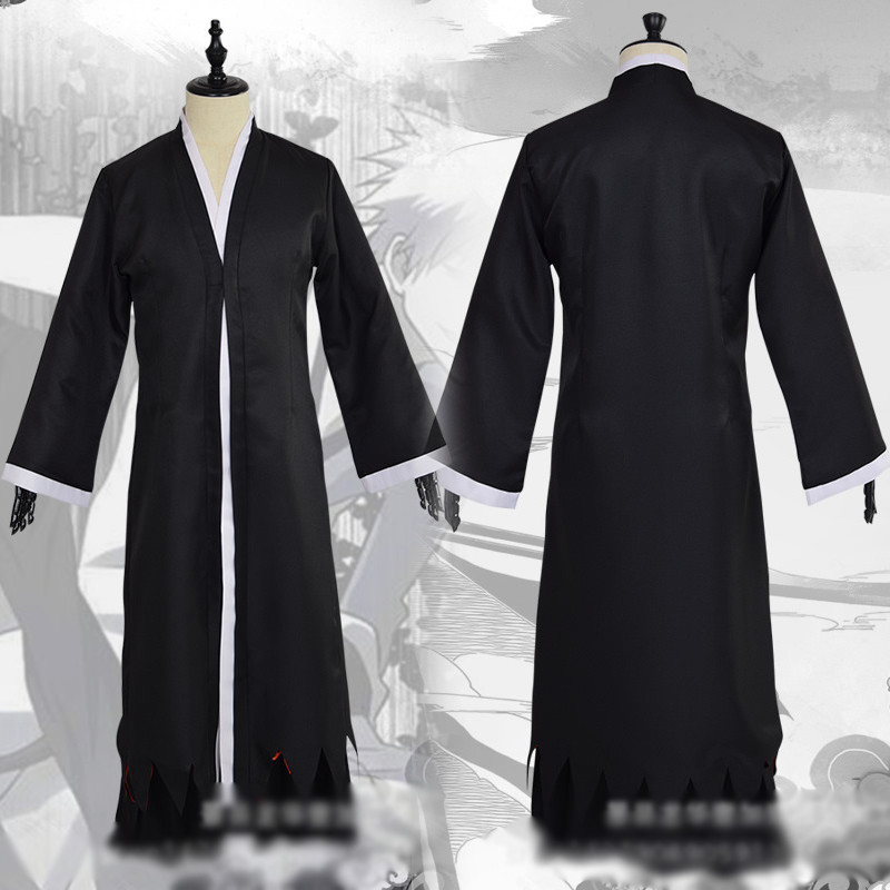 Anime Bleach Kuchiki Rukia Kurosaki Ichigo Cosplay Costume Black Haori ...