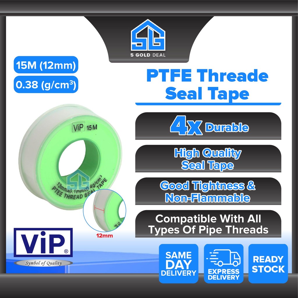 ViP PTFE White Seal Tape Water Plumbing Hose Seal Anti Leakage Thread ...