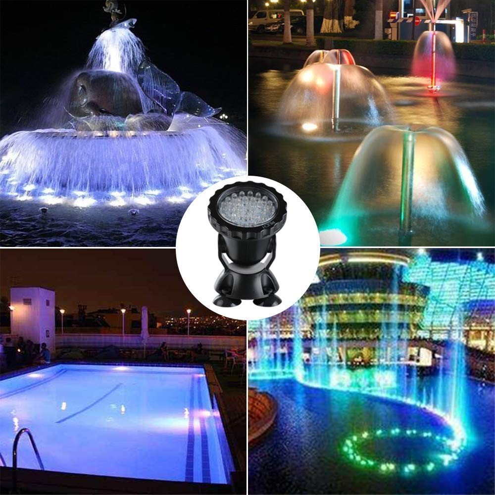 36 LED RGB Submersible Pond Spotlight Remote Control Garden Landscape ...