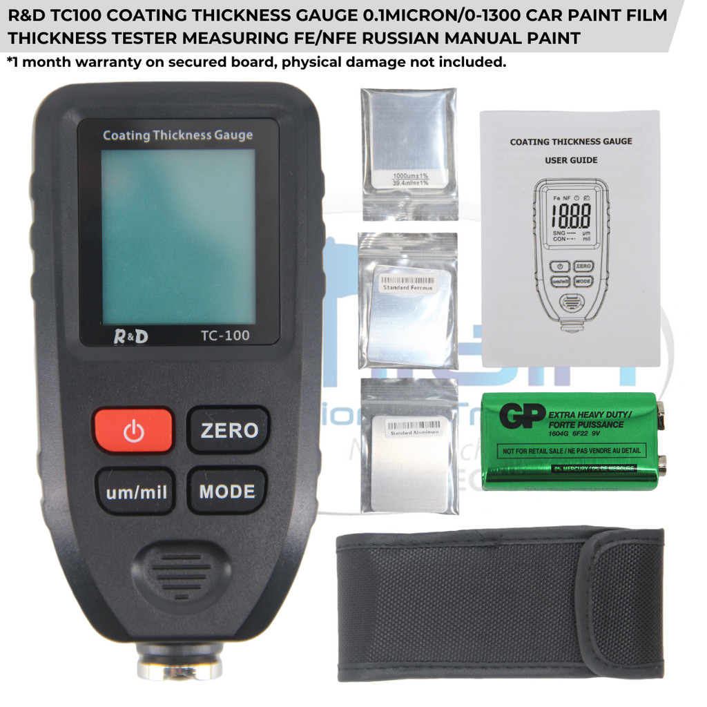 R&D TC100 COATING THICKNESS GAUGE 0.1MICRON/0-1300 CAR PAINT FILM ...