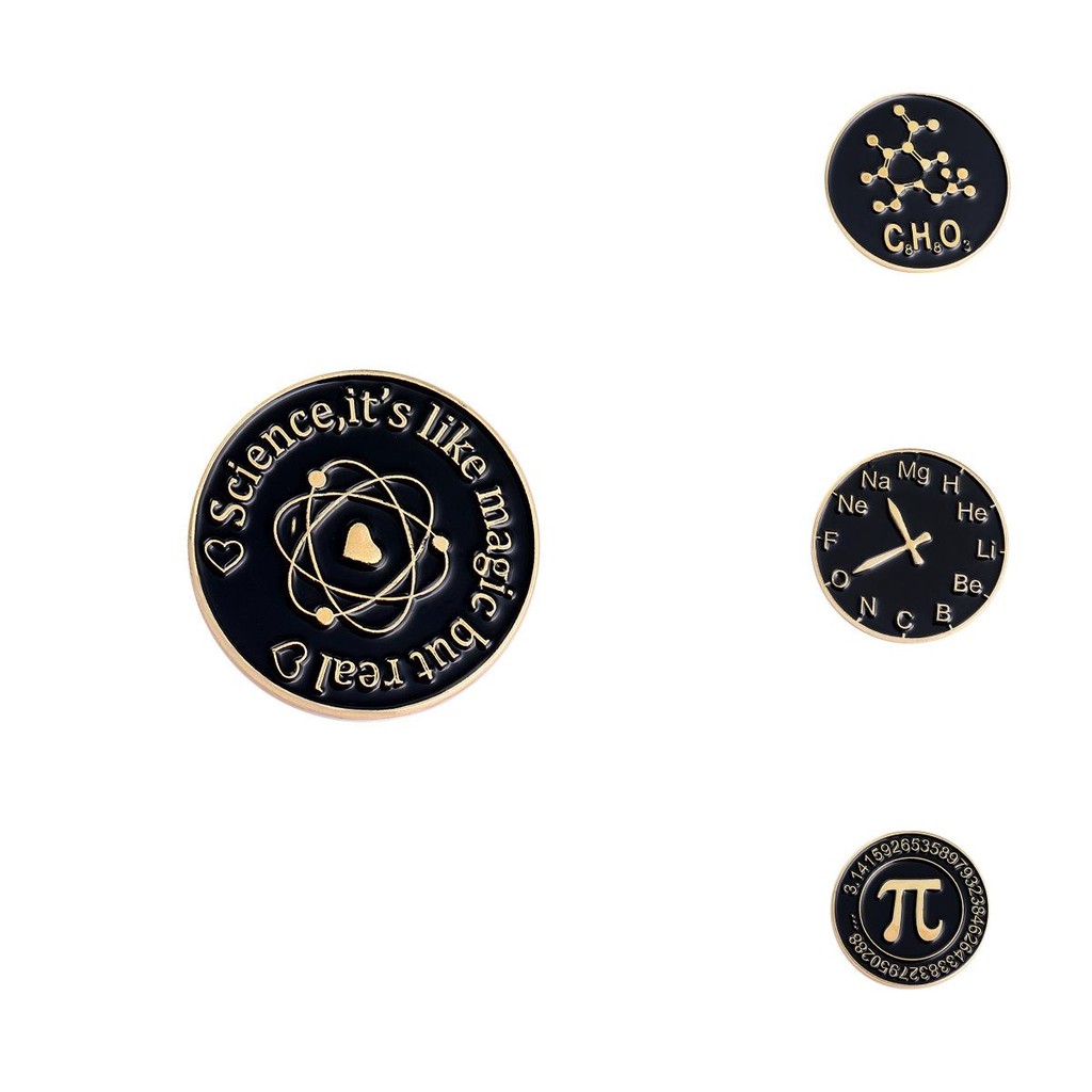 Contemporary Round Black Brooch With Trendy Math Symbol And Design ...