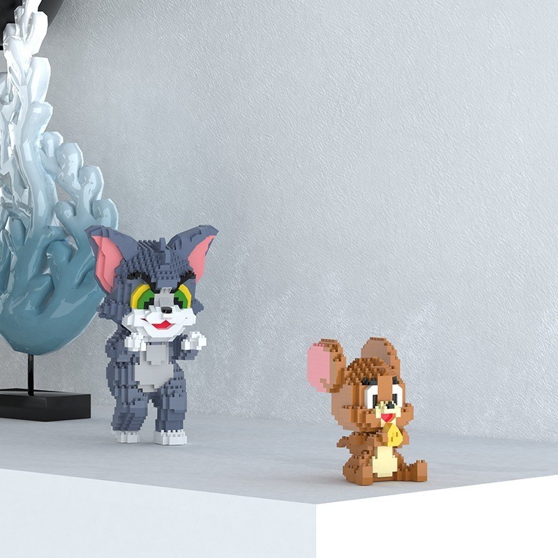 Mini Blocks Cartoon Building Toy Cat Mouse Tom and Jerry Toys for Girls ...