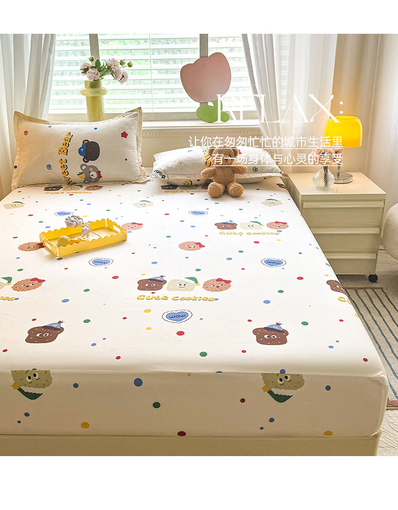 Fitted cadar murah Bed Sheet Washed Cotton Cartoon Animal Printed