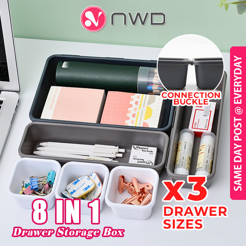 𝟴𝗣𝗖𝗦 / 𝗦𝗘𝗧 》8 In 1 Divider Drawer Organizer Box Kitchen Table Storage ...