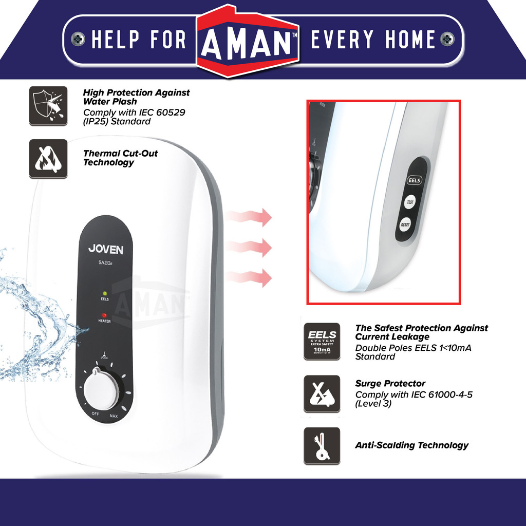 JOVEN Water Heater Without Pump Rain Shower Bathroom Instant Hot Water ...
