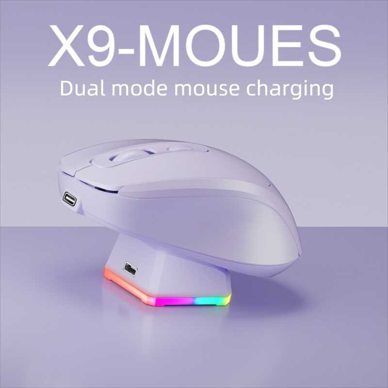 Rechargebale Wireless Mouse Bluetooth 2.4G Dual-mode RGB Light Seat ...