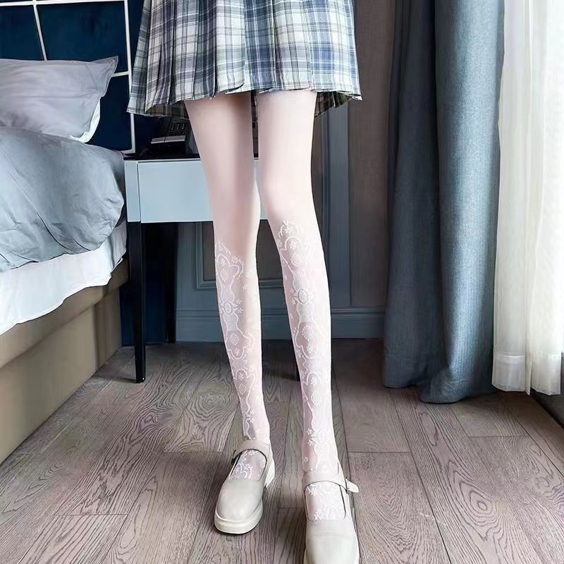 Venus Pantyhose Elegant Hollow White Silk Jk Beautiful Leg Jacquard ...
