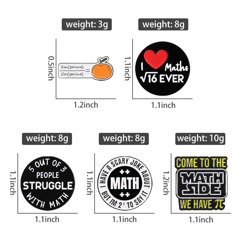 Cartoon Funny Math Science Chemistry Biology Brooch Pins Creative Metal ...
