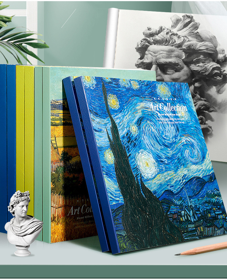 80 copies/Van Gogh oil painting sketchbook, art hand drawn blank ...