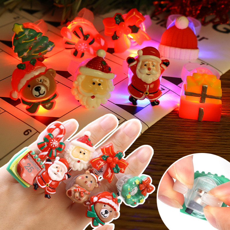 [ Featured ] Christmas Flashing Finger Rings Spinning Luminous Finger