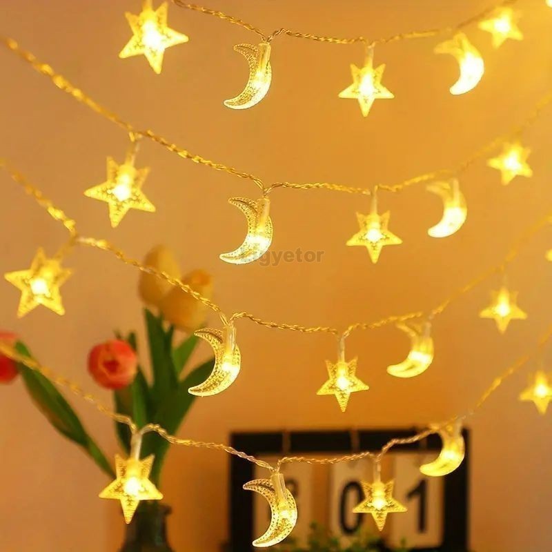 Ligyetor Ramadan Light Star String Light Moon Fairy Lights for Eid ...