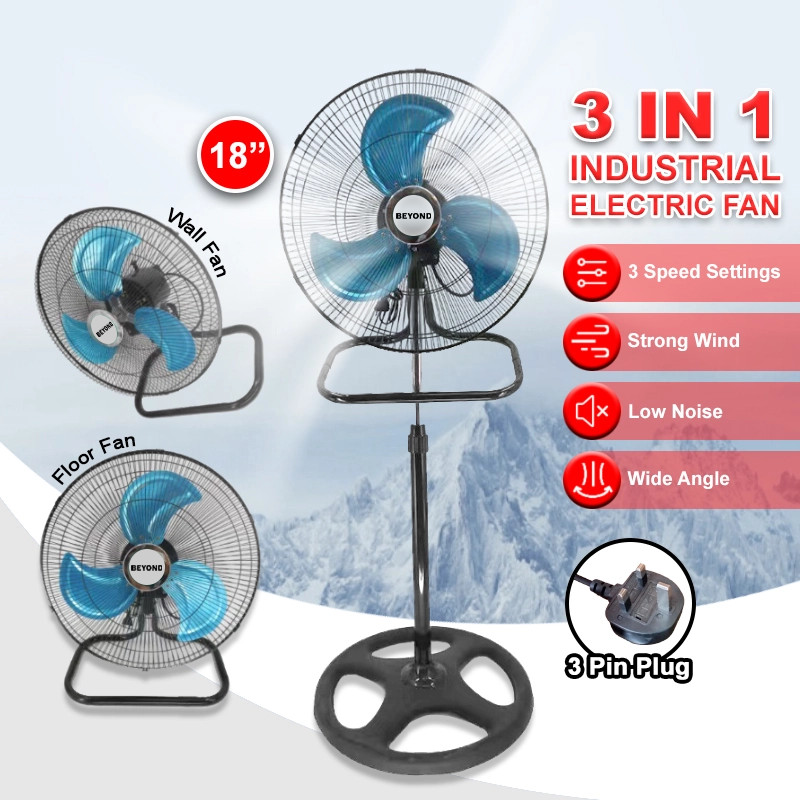 BEYOND 18 Inch 3 Blades Stand Fan 3 In 1 Adjustable 3 Wind Speed ...