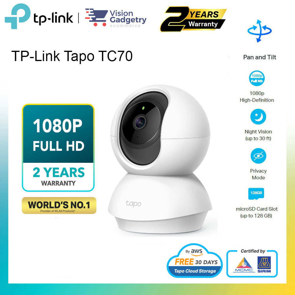 TP-Link Tapo TC70 1080p 2MP Wi-Fi Home Security Camera Outdoor Pan/Tilt ...
