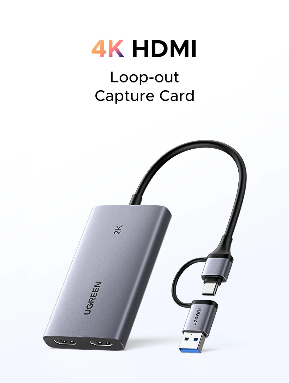 UGREEN HDMI Capture Card 2K@ 30 Capture & 4K Loop-out HDMI to USB/Type ...