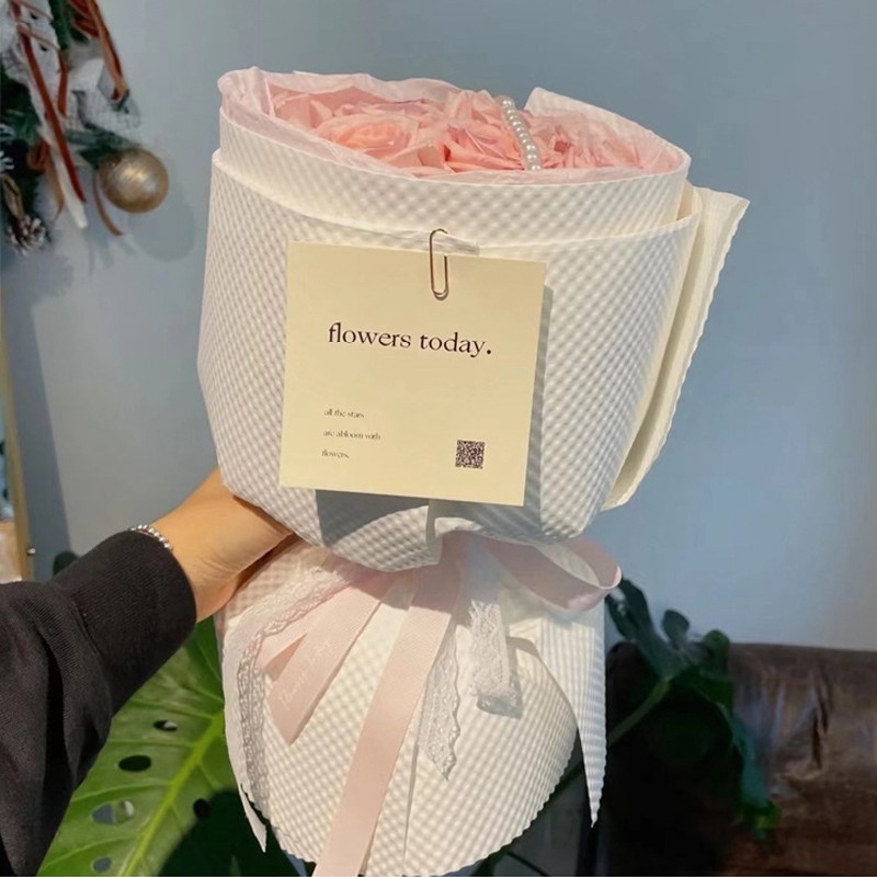 Ins Embossed Foam Paper Flower Package Morandi Color Bouquet Packing ...
