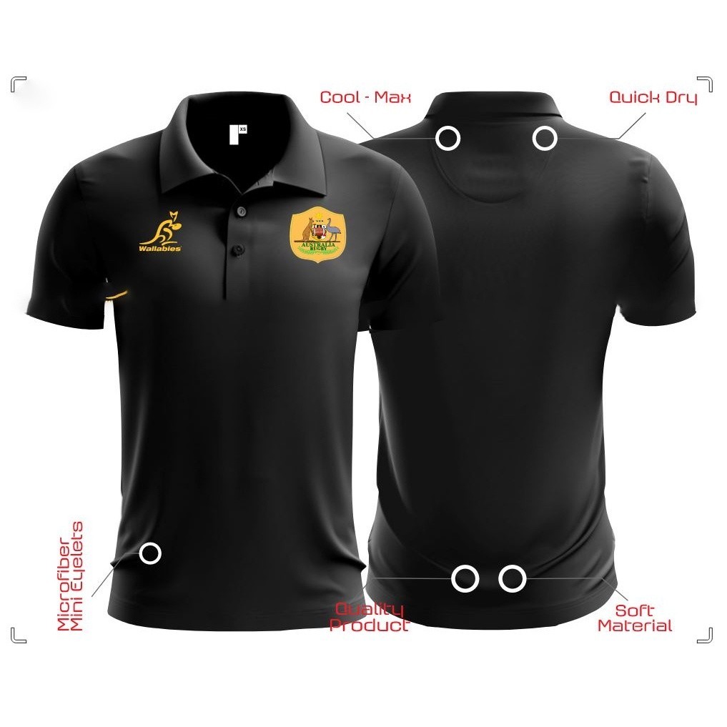 2024 Australia Springbok Rugby Travel Jersey DX1 Polo Baju Berkolar ...