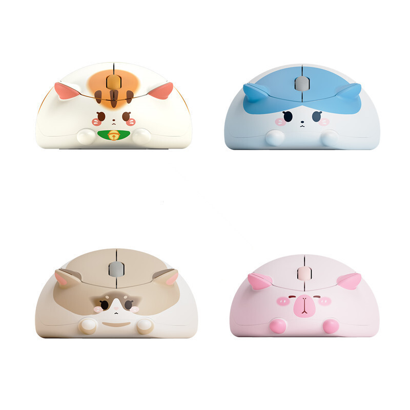 Cute Kitten Wireless Mouse - Teal Pink Cat Pattern Optical Mouse For PC & Mac