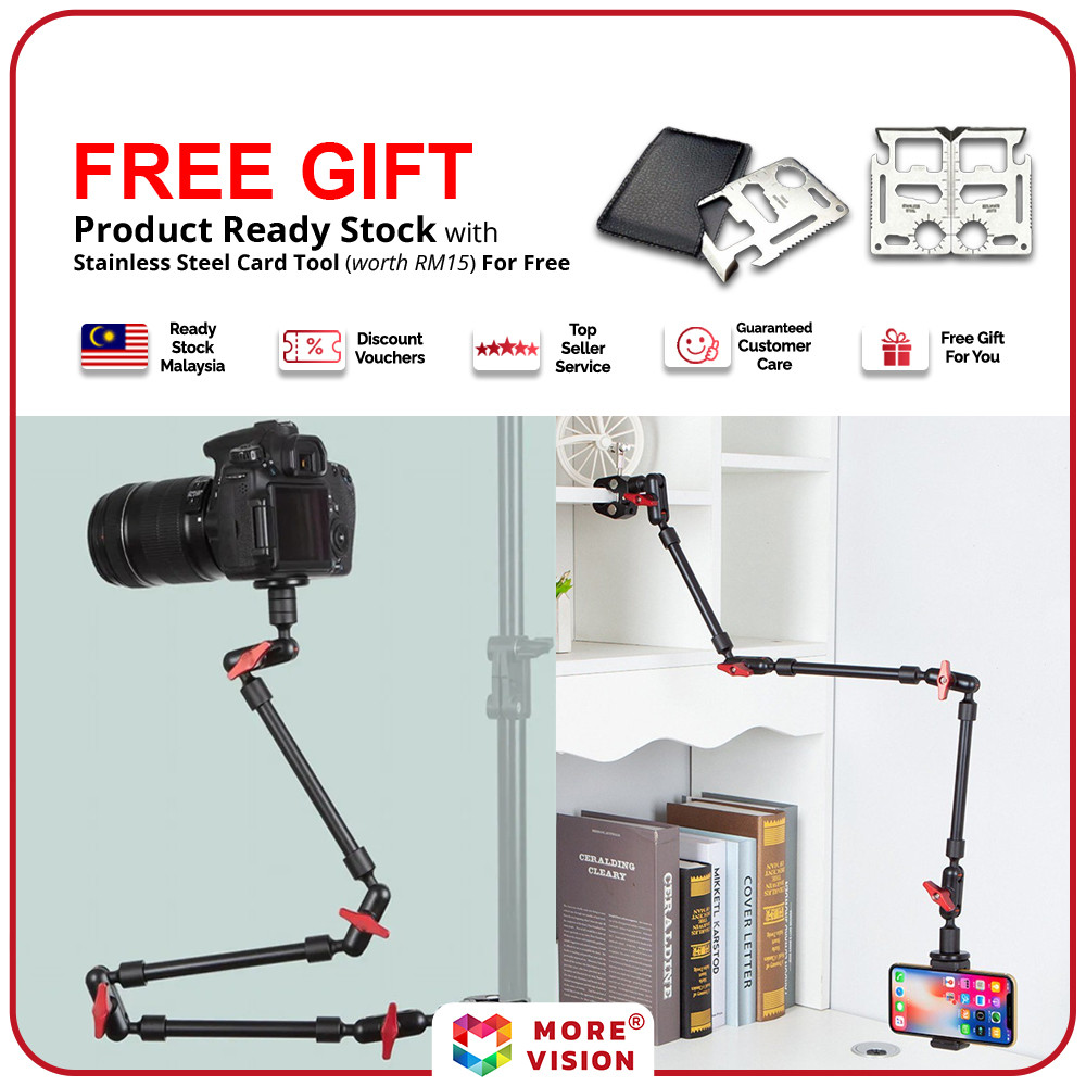Upgraded Adjustable Magic Arm Stable Extension Stand Clamp Vlog Bracket ...