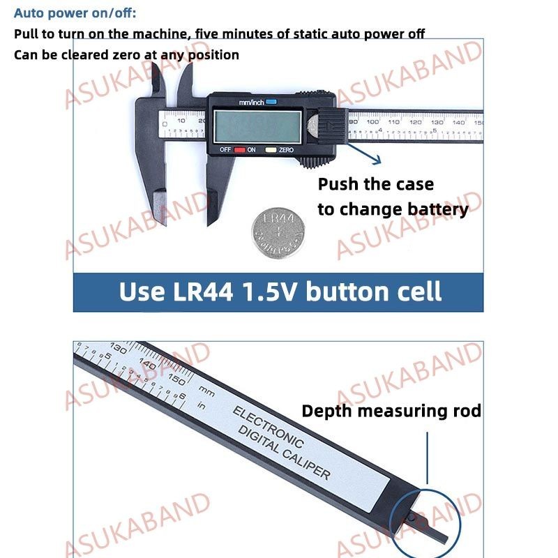 Electronic Caliper Digital Pachometer Plastic Big Screen Ruler 100mm ...