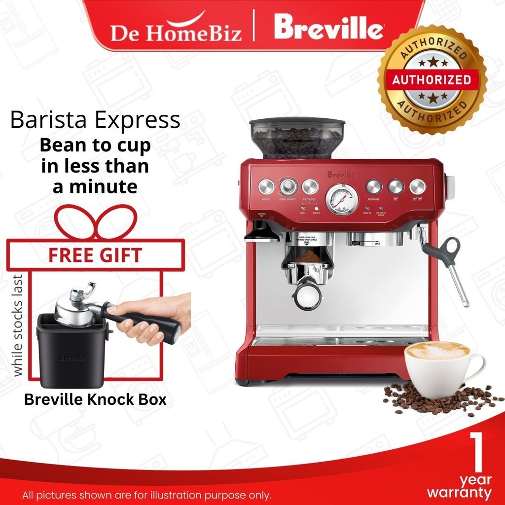 BREVILLE BES870CRN Barista Express Espresso Coffee Machine 3 In 1 Manual Pump for Home Cafe BES870 Cranberry Red Shopee Malaysia