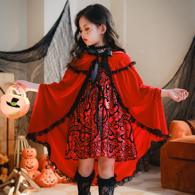 Christmas Little Red Riding Hood Cinderella Lace Red Princess Dress For ...