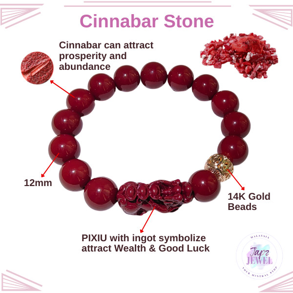 Red Jade Stone Meaning Cinnabar PiXiu Bracelet Red Bead Jewelry