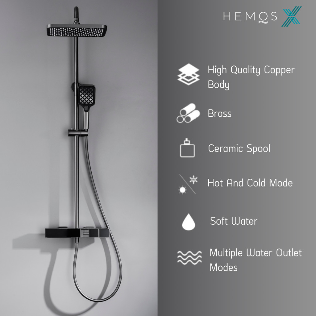 HEMOS BATHROOM FAUCET 3 MODE BRASS MIXER RAIN SHOWER SETS SET MANDIAN