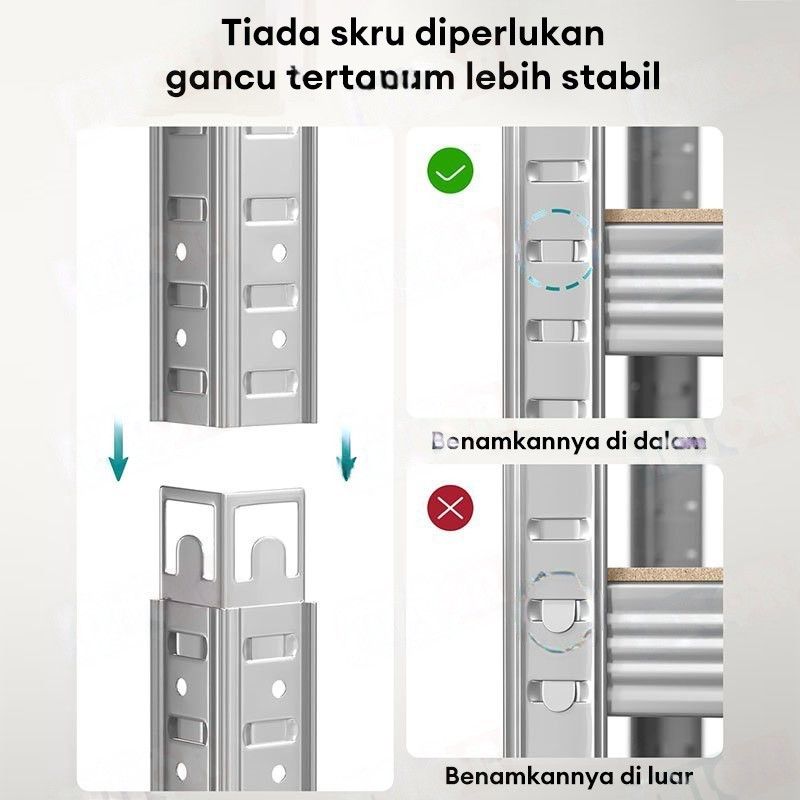 Adjustable Rak Besi Metal Boltless Rack 4/5 Tier boltless rack full ...
