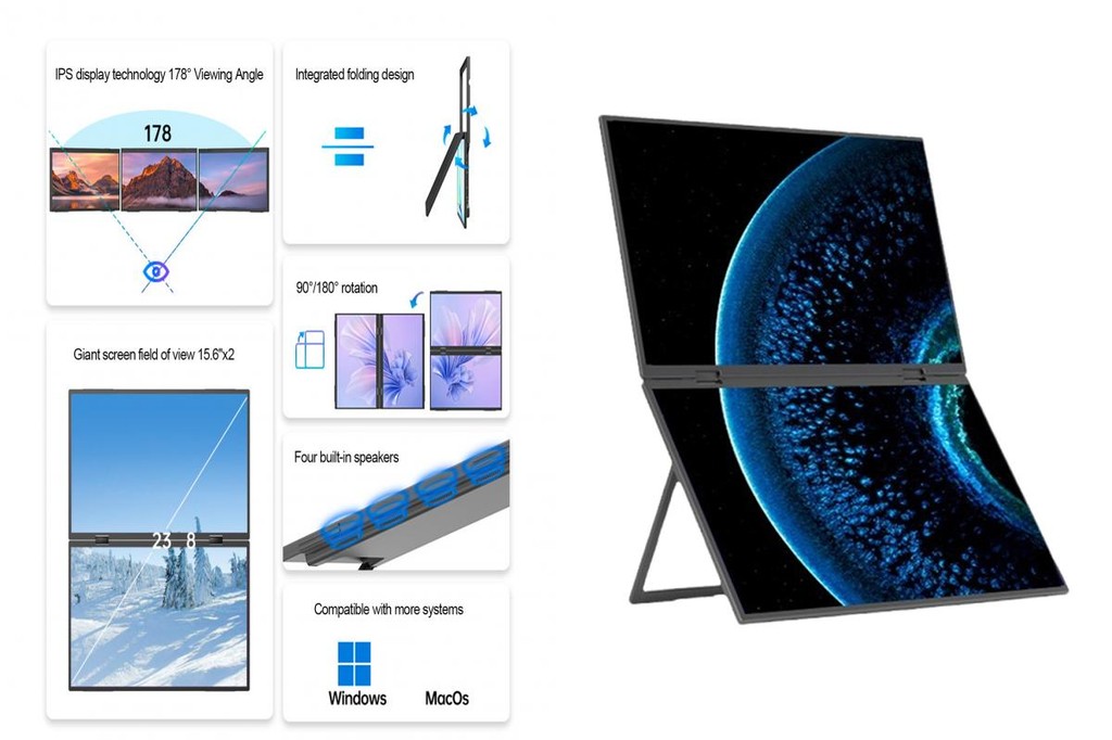[FM] Laptop Dual Screen Display 100hz Refresh Rate Portable Monitor ...