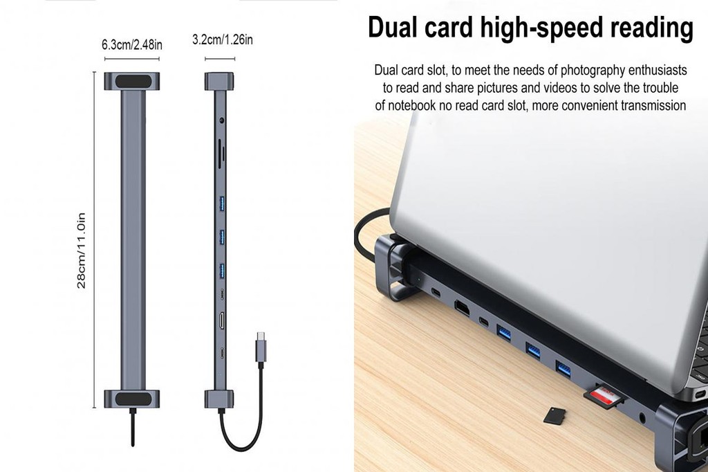 Usb 3.0 Hub Dongle All-in-one Usb C Adapter 10-in-1 Usb 3.0 Docking ...