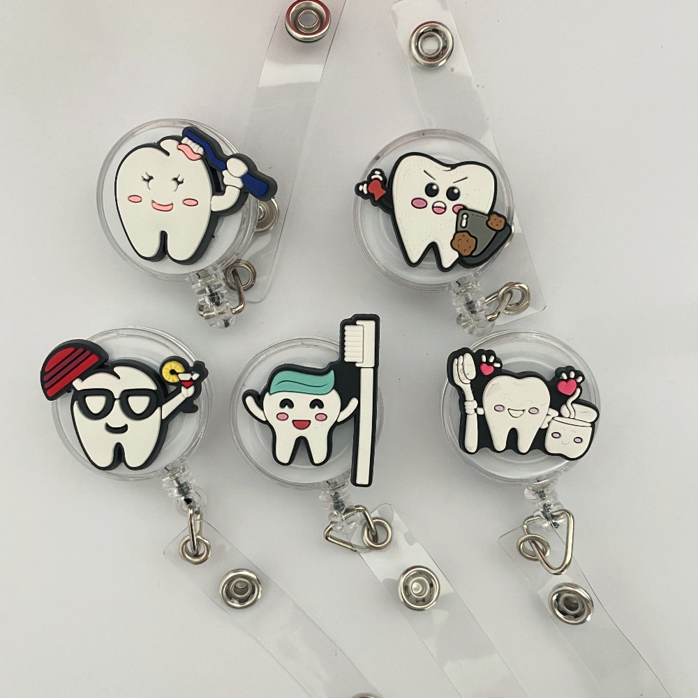 Cute Tooth Badge Reel Holder Retractable ID Card Holders Dental Office ...