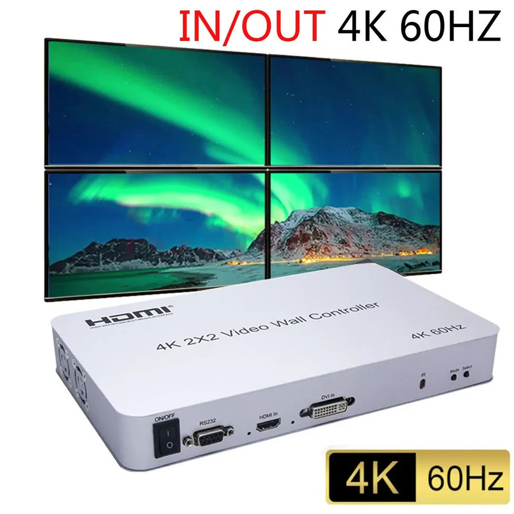 4K 60hz 4 TV Splicer 1x2 1x3 1x4 2x2 Vertical Display Screen Splicing ...