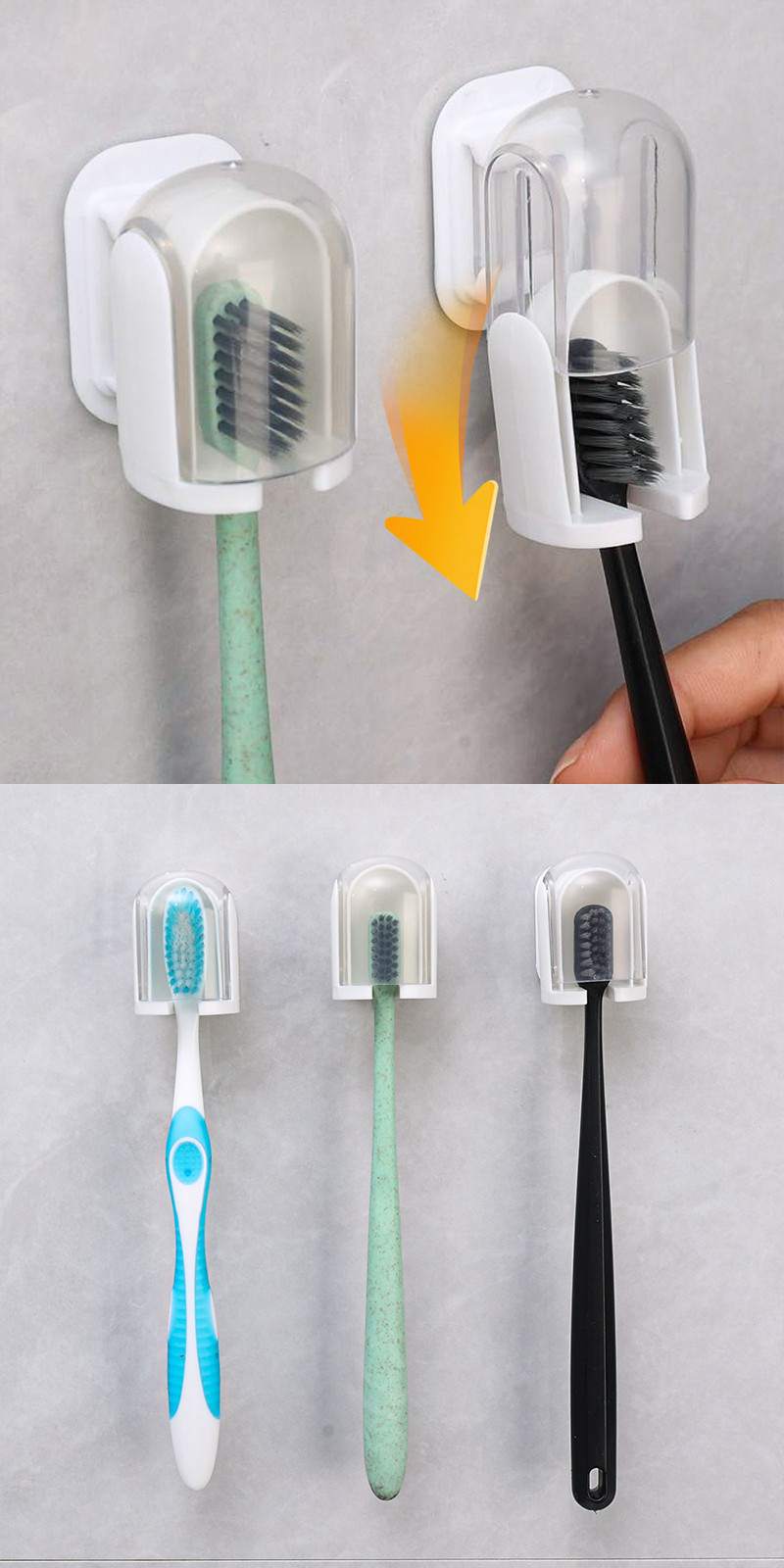 1/2/3PCS Wall Mounted Toothbrush Holder - Colorful Bricks, Self ...
