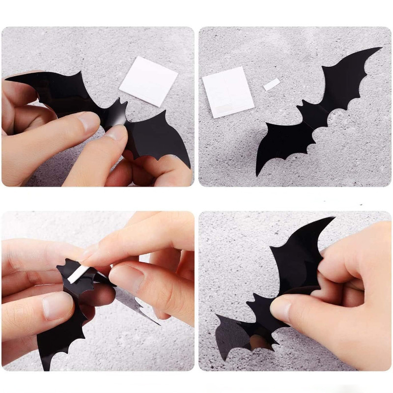 Halloween 3D Bat Wall Sticker Bat Decal Halloween Party Decor Horror ...