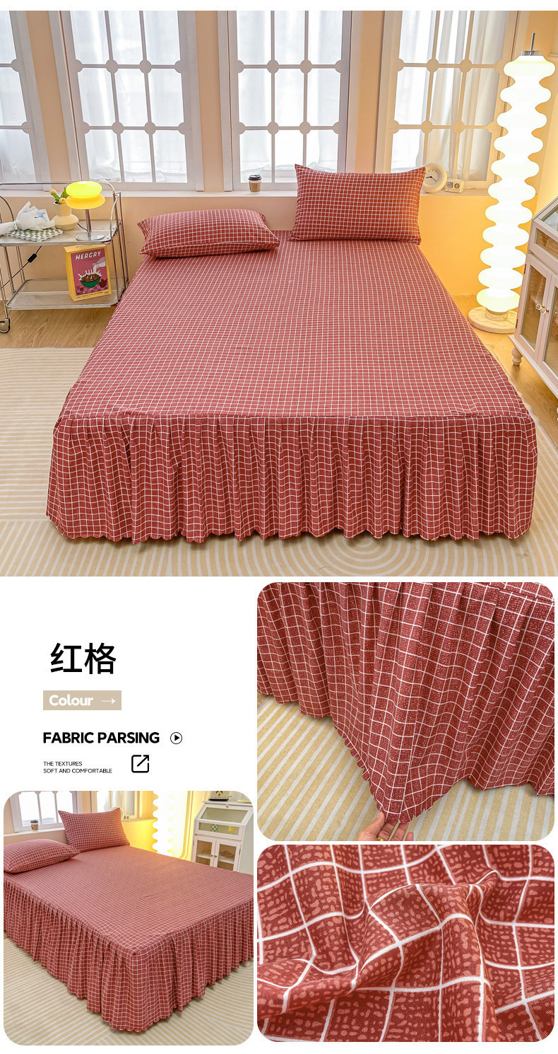 White skirting katil Brushed Bed Skirt Bedspread with Lace Skirting