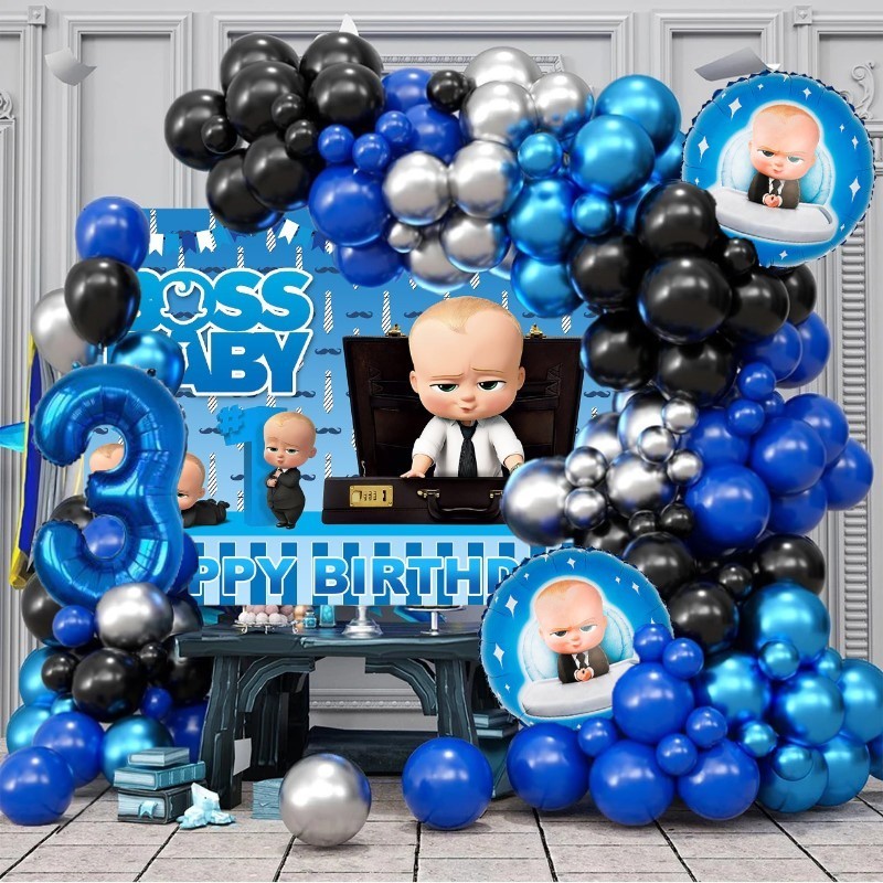 90pcs Blue Boss Baby Balloon Garland Arch Kit with Number Foil Balloon ...