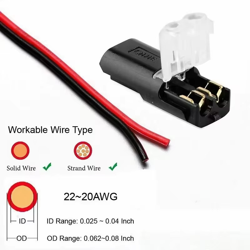 Universal Double Wire 2 Pin 2 Way Compact Wire Terminals No Wire ...