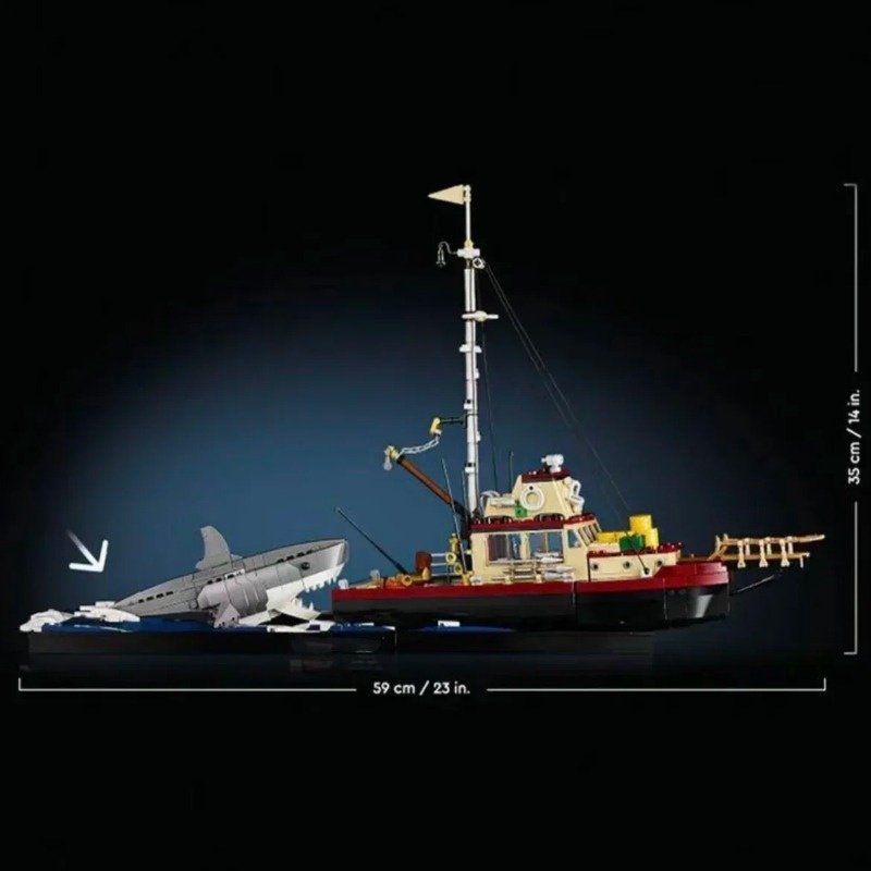 2024 New 21350 Jaws Diorama Boat Shark Pirate Ship Building Blocks ...
