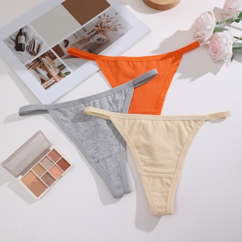 Allofme Women Pure cotton G-String Sexy Low-Waist Thongs Soft Solid ...
