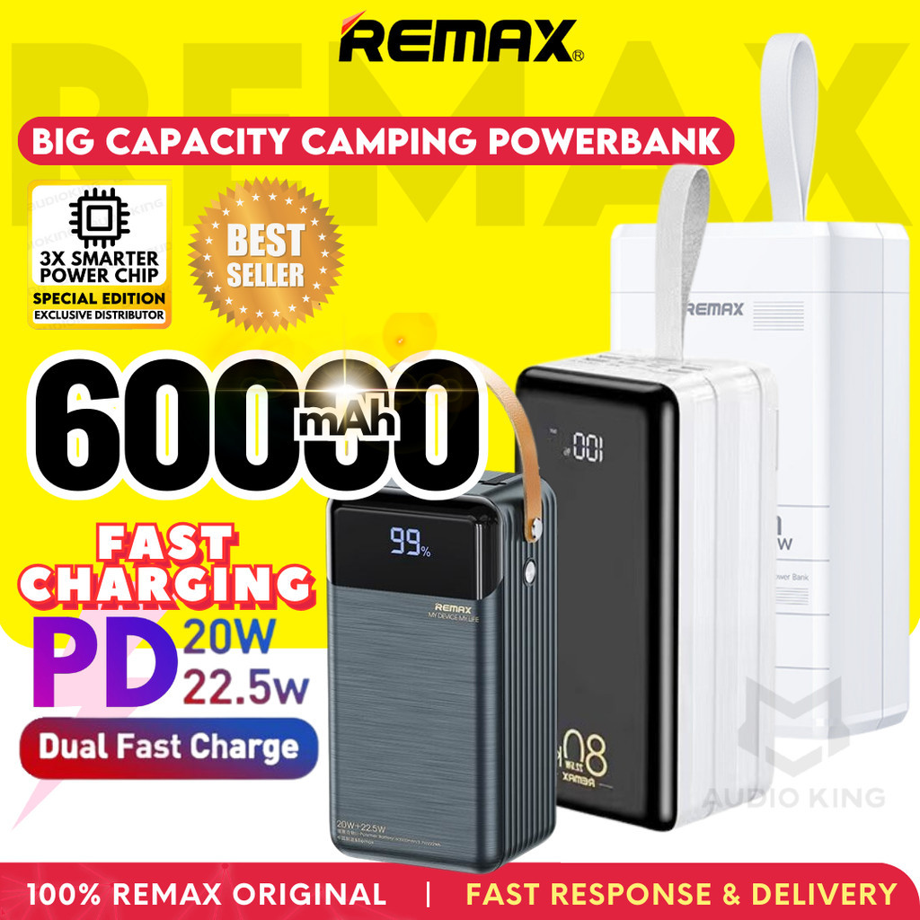 REMAX Portable Camping Super Charge 60K Big Powerbank Besar 60000mAh PD ...